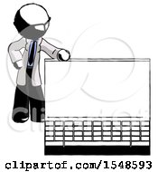 Poster, Art Print Of Ink Doctor Scientist Man Beside Large Laptop Computer Leaning Against It