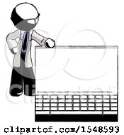 Ink Doctor Scientist Man Beside Large Laptop Computer Leaning Against It