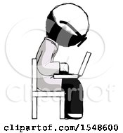 Poster, Art Print Of Ink Doctor Scientist Man Using Laptop Computer While Sitting In Chair View From Side