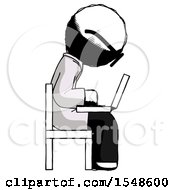 Ink Doctor Scientist Man Using Laptop Computer While Sitting In Chair View From Side