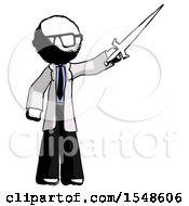 Poster, Art Print Of Ink Doctor Scientist Man Holding Sword In The Air Victoriously
