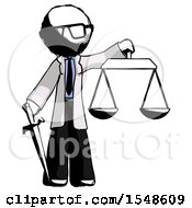 Poster, Art Print Of Ink Doctor Scientist Man Justice Concept With Scales And Sword Justicia Derived