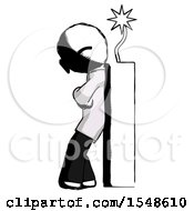 Poster, Art Print Of Ink Doctor Scientist Man Leaning Against Dynimate Large Stick Ready To Blow