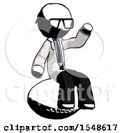 Poster, Art Print Of Ink Doctor Scientist Man Sitting On Giant Football