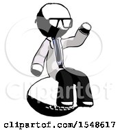 Ink Doctor Scientist Man Sitting On Giant Football