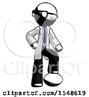 Poster, Art Print Of Ink Doctor Scientist Man Standing With Foot On Football