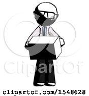 Ink Doctor Scientist Man Holding Box Sent Or Arriving In Mail