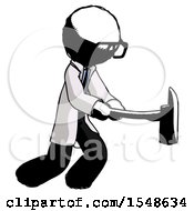 Poster, Art Print Of Ink Doctor Scientist Man With Ax Hitting Striking Or Chopping