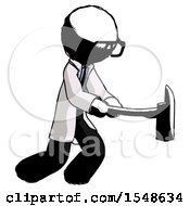 Ink Doctor Scientist Man With Ax Hitting Striking Or Chopping