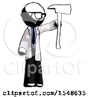 Poster, Art Print Of Ink Doctor Scientist Man Holding Up Red Firefighters Ax