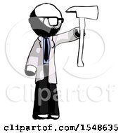 Ink Doctor Scientist Man Holding Up Red Firefighters Ax