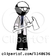 Poster, Art Print Of Ink Doctor Scientist Man Holding Red Fire Fighters Ax