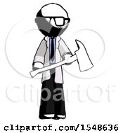 Ink Doctor Scientist Man Holding Red Fire Fighters Ax