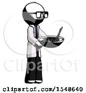 Ink Doctor Scientist Man Holding Noodles Offering To Viewer