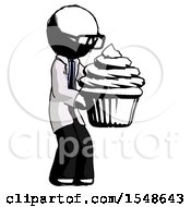 Poster, Art Print Of Ink Doctor Scientist Man Holding Large Cupcake Ready To Eat Or Serve