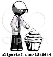 Poster, Art Print Of Ink Doctor Scientist Man With Giant Cupcake Dessert