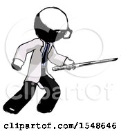 Poster, Art Print Of Ink Doctor Scientist Man Stabbing With Ninja Sword Katana