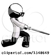 Poster, Art Print Of Ink Doctor Scientist Man With Ninja Sword Katana Slicing Or Striking Something