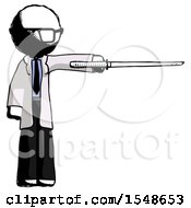 Ink Doctor Scientist Man Standing With Ninja Sword Katana Pointing Right