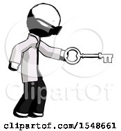 Ink Doctor Scientist Man With Big Key Of Gold Opening Something