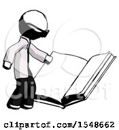 Ink Doctor Scientist Man Reading Big Book While Standing Beside It