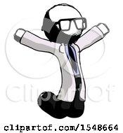Poster, Art Print Of Ink Doctor Scientist Man Jumping Or Kneeling With Gladness