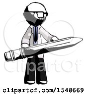 Poster, Art Print Of Ink Doctor Scientist Man Writer Or Blogger Holding Large Pencil