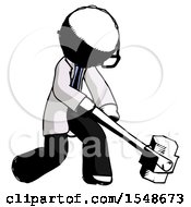 Poster, Art Print Of Ink Doctor Scientist Man Hitting With Sledgehammer Or Smashing Something At Angle