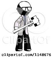 Poster, Art Print Of Ink Doctor Scientist Man With Sledgehammer Standing Ready To Work Or Defend