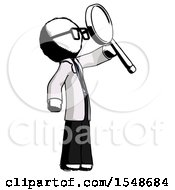 Ink Doctor Scientist Man Inspecting With Large Magnifying Glass Facing Up