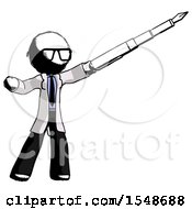 Poster, Art Print Of Ink Doctor Scientist Man Pen Is Mightier Than The Sword Calligraphy Pose