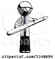 Ink Doctor Scientist Man Posing Confidently With Giant Pen