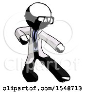 Poster, Art Print Of Ink Doctor Scientist Man Karate Defense Pose Right