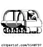 Poster, Art Print Of Ink Doctor Scientist Man Driving Amphibious Tracked Vehicle Side Angle View