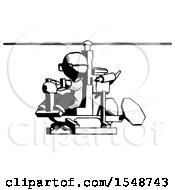 Ink Doctor Scientist Man Flying In Gyrocopter Front Side Angle View