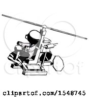 Ink Doctor Scientist Man Flying In Gyrocopter Front Side Angle Top View
