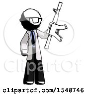 Poster, Art Print Of Ink Doctor Scientist Man Holding Automatic Gun