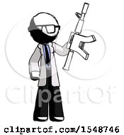 Ink Doctor Scientist Man Holding Automatic Gun