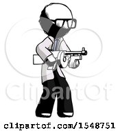 Poster, Art Print Of Ink Doctor Scientist Man Tommy Gun Gangster Shooting Pose