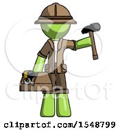 Poster, Art Print Of Green Explorer Ranger Man Holding Tools And Toolchest Ready To Work