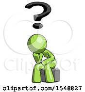 Poster, Art Print Of Green Design Mascot Woman Thinker Question Mark Concept