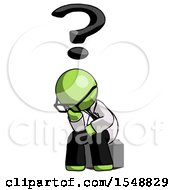 Poster, Art Print Of Green Doctor Scientist Man Thinker Question Mark Concept