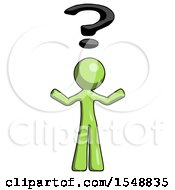 Green Design Mascot Man With Question Mark Above Head Confused