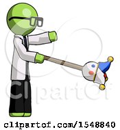 Poster, Art Print Of Green Doctor Scientist Man Holding Jesterstaff - I Dub Thee Foolish Concept
