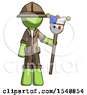 Poster, Art Print Of Green Explorer Ranger Man Holding Jester Staff