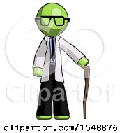 Poster, Art Print Of Green Doctor Scientist Man Standing With Hiking Stick