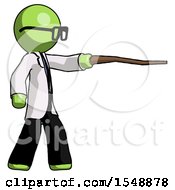 Poster, Art Print Of Green Doctor Scientist Man Pointing With Hiking Stick