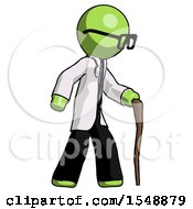 Poster, Art Print Of Green Doctor Scientist Man Walking With Hiking Stick
