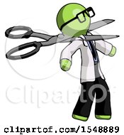 Poster, Art Print Of Green Doctor Scientist Man Scissor Beheading Office Worker Execution