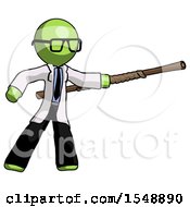 Poster, Art Print Of Green Doctor Scientist Man Bo Staff Pointing Right Kung Fu Pose